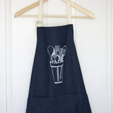 Kitchen Tools Apron, Denim/White