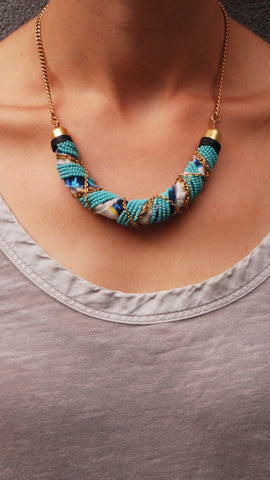 Wrapped Necklace, Blue