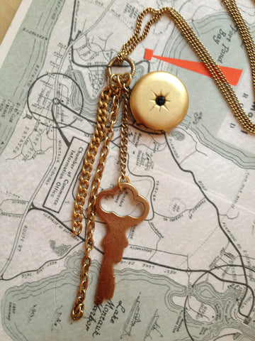 Locket and Key Charm Necklace